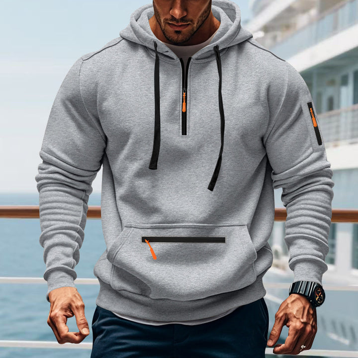 Herren sportlicher Kapuzenpullover mit Reißverschluss und praktischen Taschen Aliams