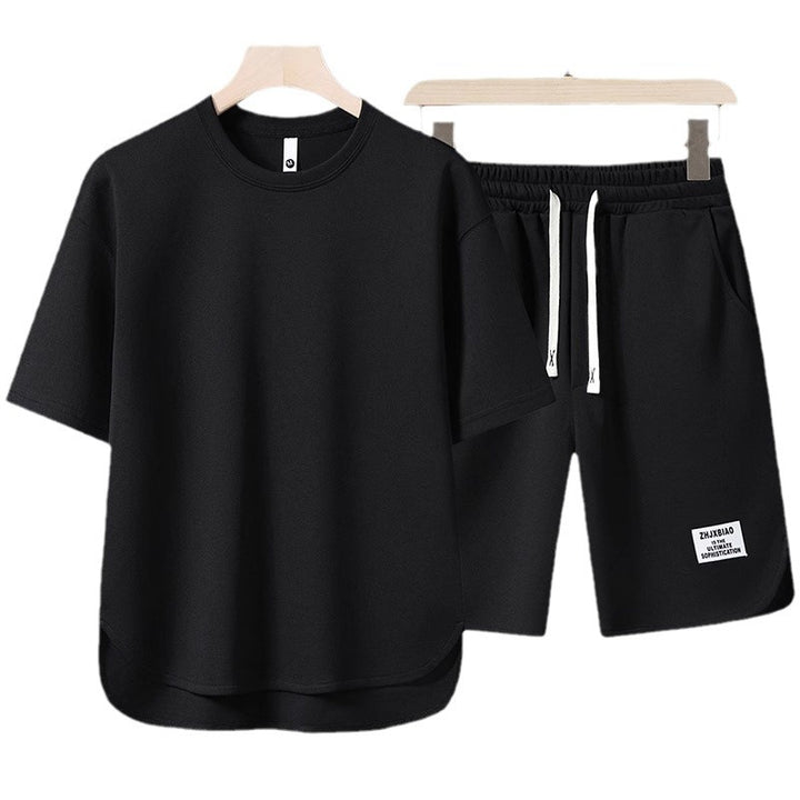 Unisex lässiges Set aus T-Shirt und Shorts mit seitlichen Taschen und elastischem Bund Aliams