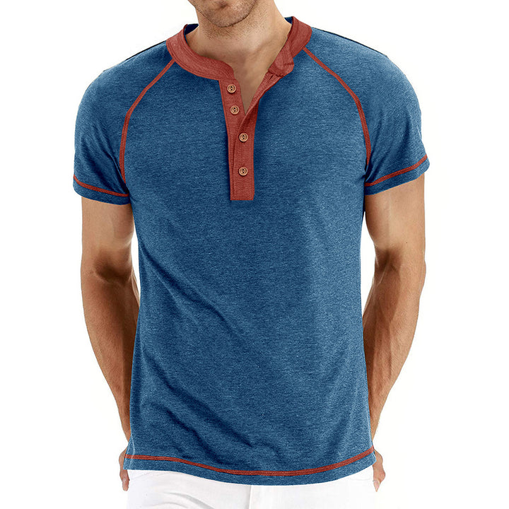 Herren Kurzarm-Henley-Shirt mit kontrastierenden Details und bequemer Passform Aliams