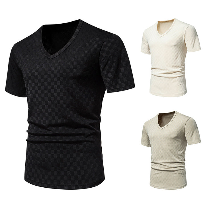 Herren V-Ausschnitt Shirt mit strukturierter Oberfläche Aliams
