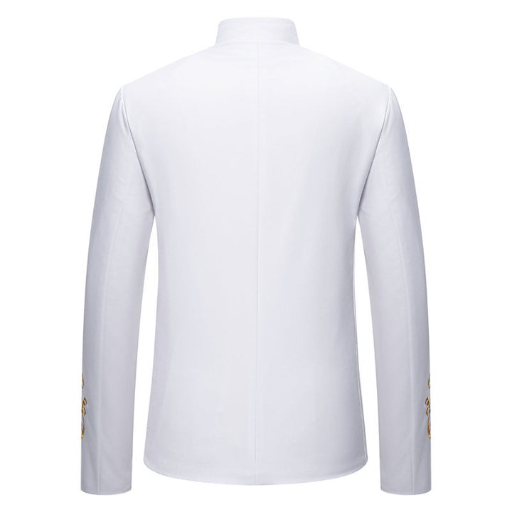 Herren eleganter Blazer mit kunstvoller goldener Stickerei Aliams