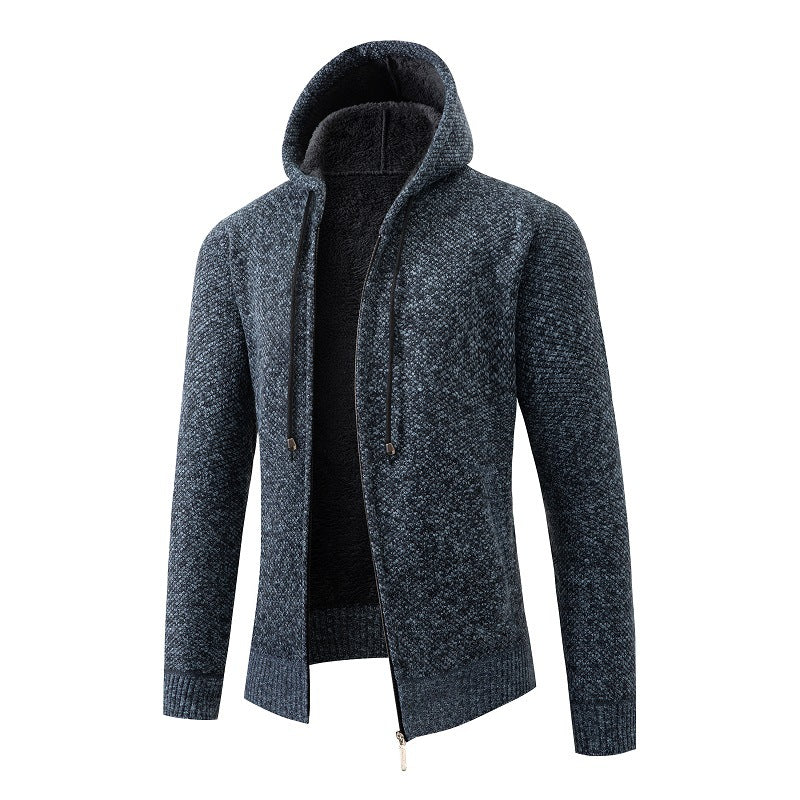 Herren gemütlicher Strickhoodie mit kuscheligem Innenfutter Aliams