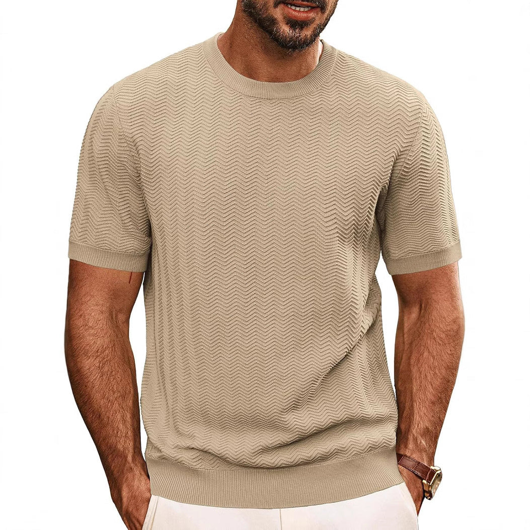 Herren strukturiertes Rundhals T-Shirt Aliams