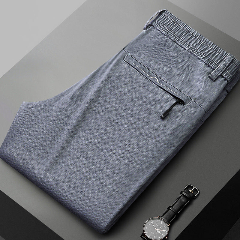 Herren bequeme Stretch-Hose mit elastischem Bund und seitlichen Reißverschlusstaschen Aliams