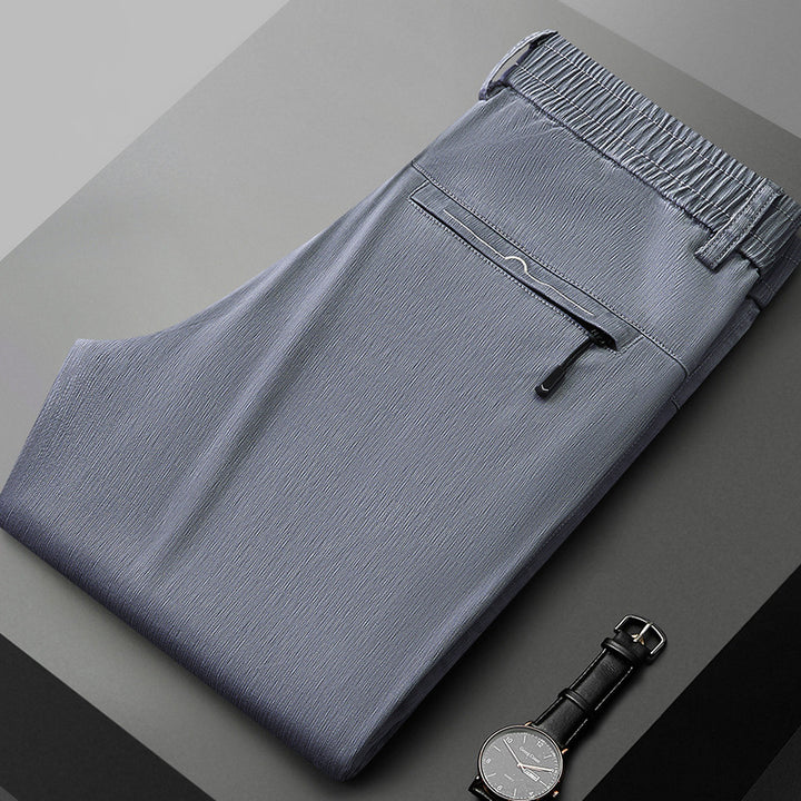 Herren bequeme Stretch-Hose mit elastischem Bund und seitlichen Reißverschlusstaschen Aliams