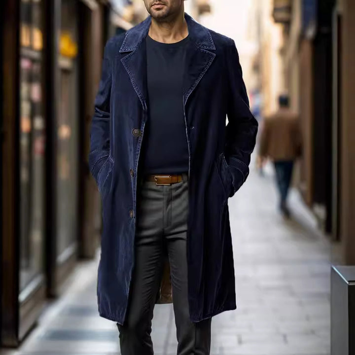 Herren klassischer Langmantel mit edlen Knopfdetails und zeitlosem Schnitt Aliams