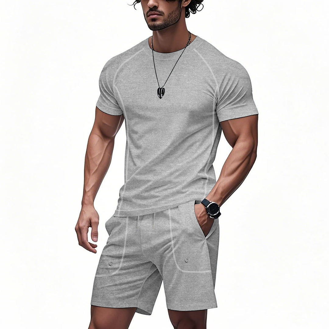 Herren sportliches Kurzarm-Set mit atmungsaktiven Eigenschaften und praktischen Taschen Aliams