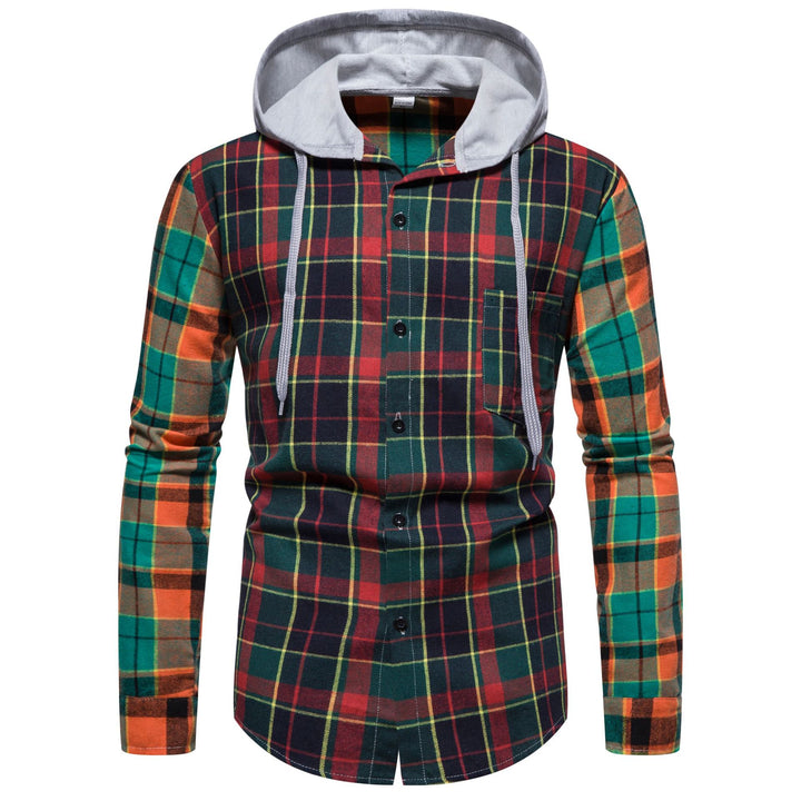 Herren Flanellhemd mit Kapuze und kariertem Design Aliams