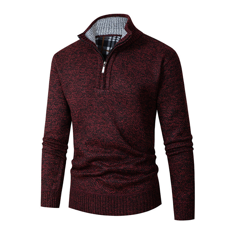 Herren Strickpullover mit hohem Kragen und Reißverschluss Aliams