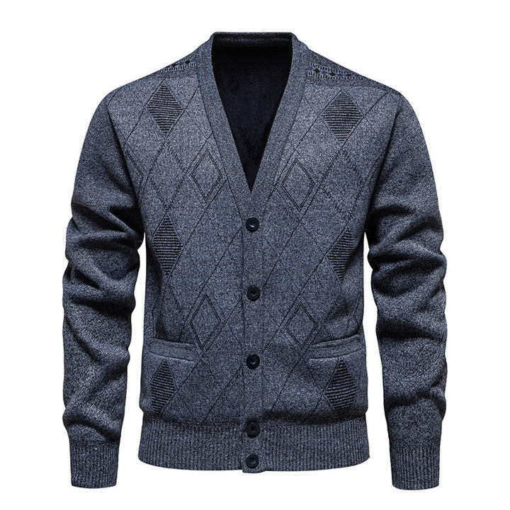 Herren stylische Strickjacke mit V-Ausschnitt und strukturiertem Muster Aliams