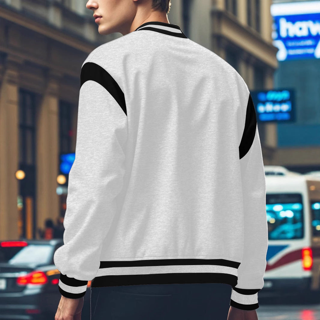 Herren Sportliche Collegejacke mit kontrastrierenden Ärmeln und Knopfdetails Aliams