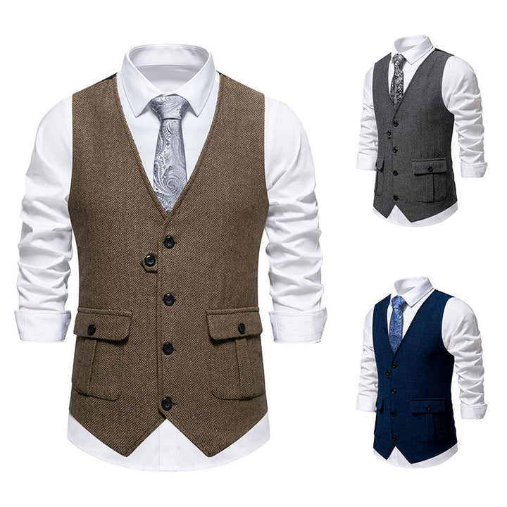 Herren elegante Weste im strukturierten Hahnentrittdesign Aliams