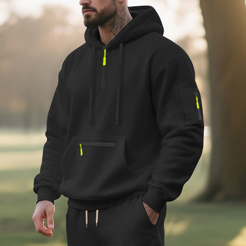 Herren Sportlicher Hoodie mit funktionalen Reißverschlusstaschen Aliams