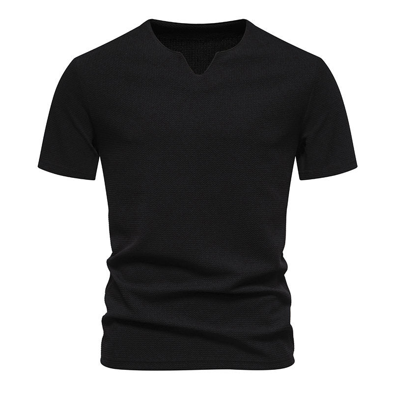 Herren Kurzarm T-Shirt mit modernem V-Ausschnitt und atmungsaktiver Struktur Aliams