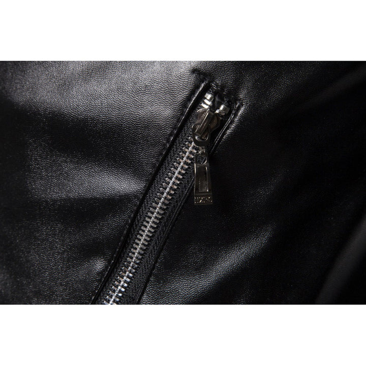 Herren Biker-Lederjacke mit asymmetrischem Reißverschluss und robusten Nähte Aliams