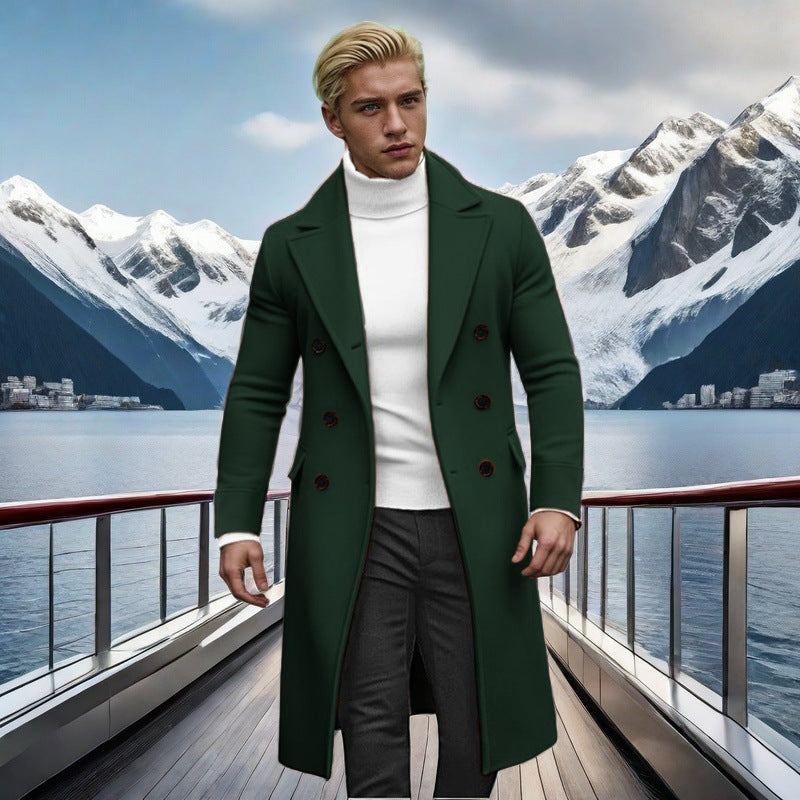 Herren eleganter doppelt-knopf Mantel mit hohem Kragen Aliams