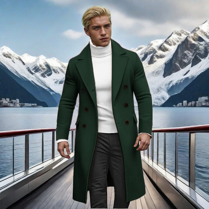 Herren eleganter doppelt-knopf Mantel mit hohem Kragen Aliams