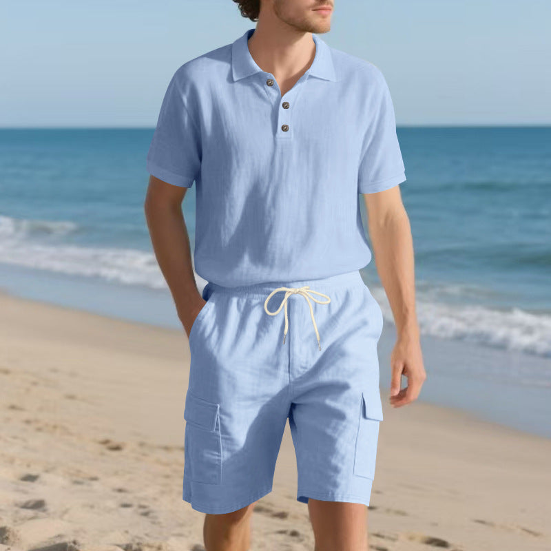 Herren Poloshirt und Badeshorts mit praktischen Taschen Aliams