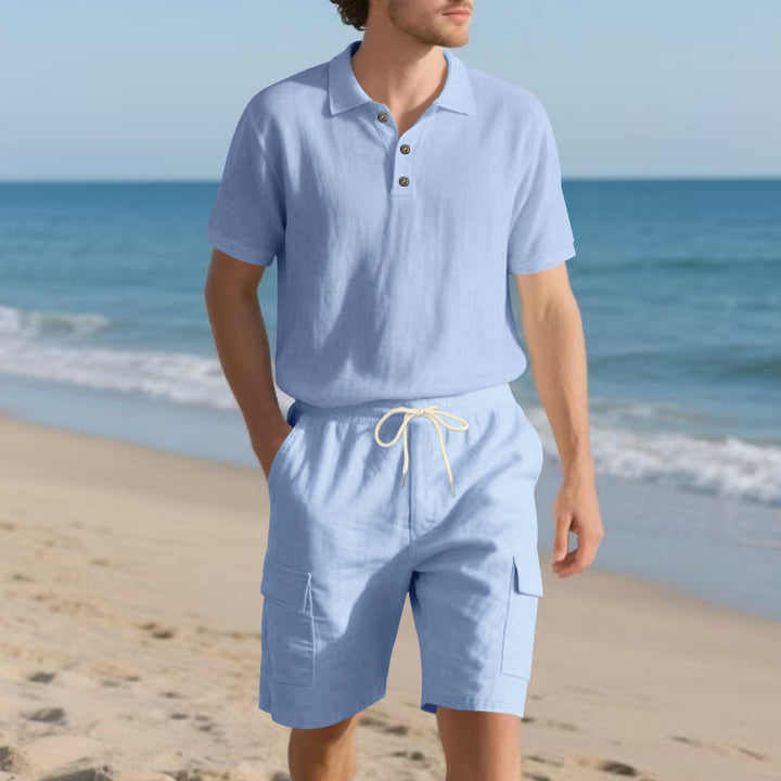 Herren Poloshirt und Badeshorts mit praktischen Taschen Aliams