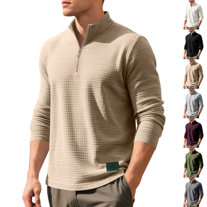 Herren Pullover mit Reißverschluss und strukturiertem Design Aliams