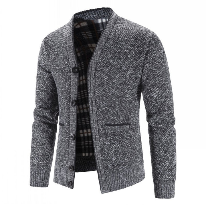 Herren Warm gefütterte Strickjacke mit modischem Schnitt Aliams