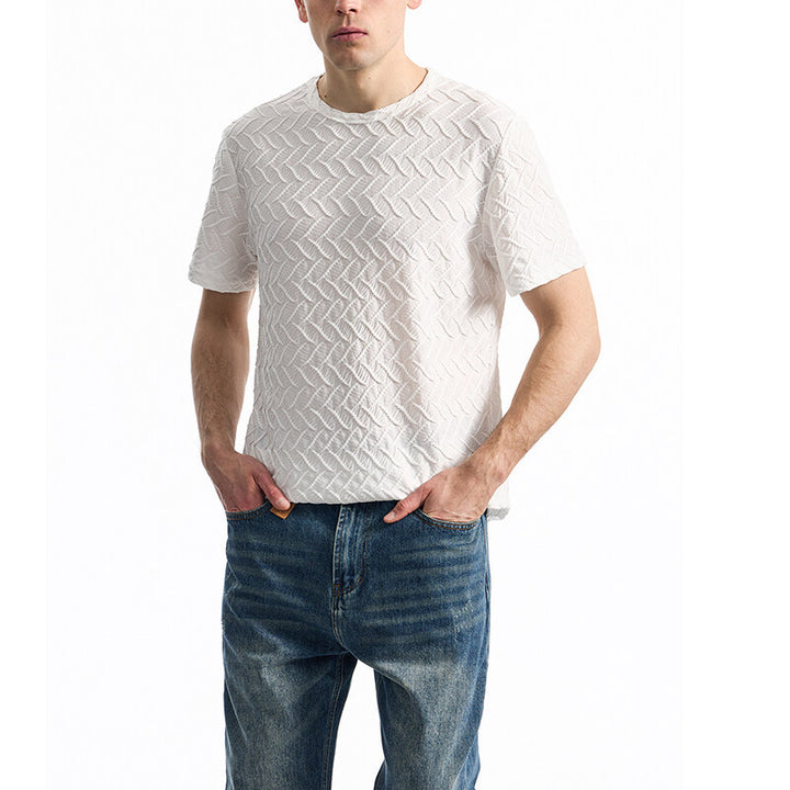 Herren T-Shirt mit strukturiertem Muster und lässiger Passform Aliams