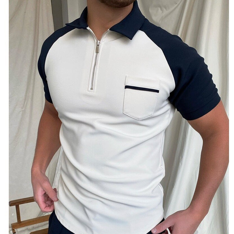 Herren Kurzarm Poloshirt mit funktionalem Reißverschluss und Brusttasche Aliams