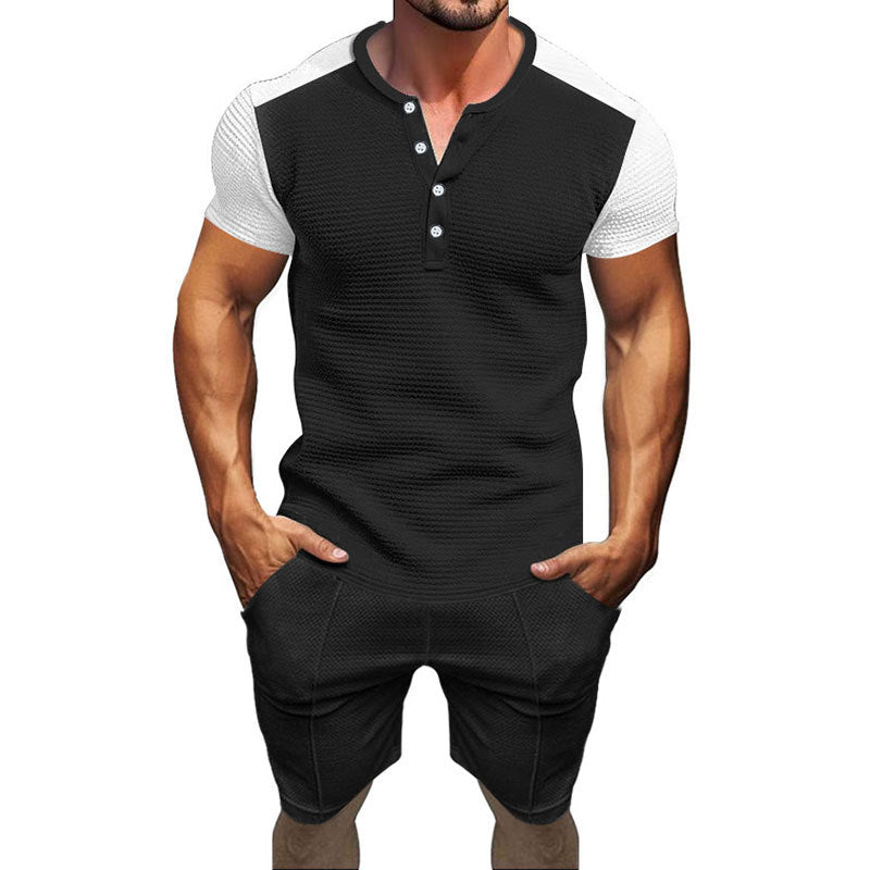 Herren Sportliches Kurzarm-Shirt und Shorts Set Aliams