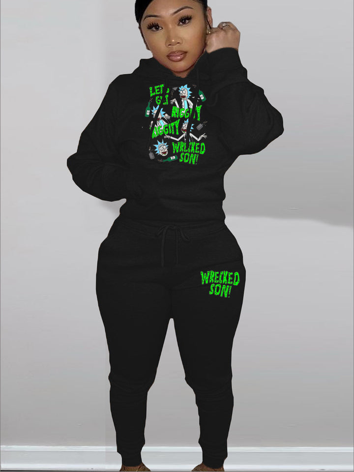 Herren Hoodie und Jogginghose Set mit humorvollem Grafikdruck Aliams