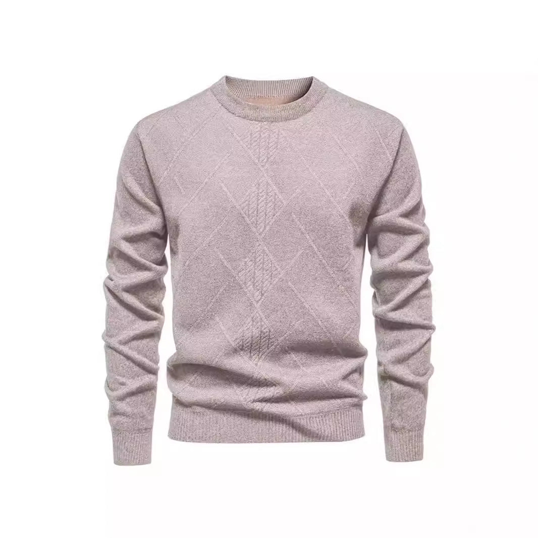 Herren Strickpullover mit strukturiertem Rautenmuster und klassischem Rundhalsausschnitt Aliams