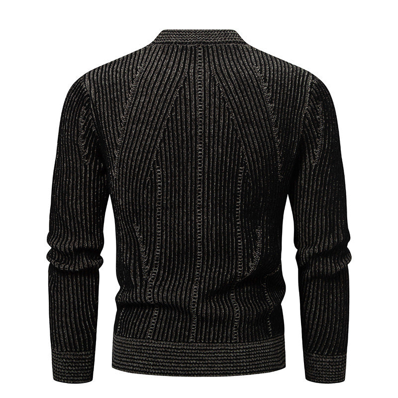 Herren elegante Strickjacke mit V-Ausschnitt und feinem Kabelmuster Aliams