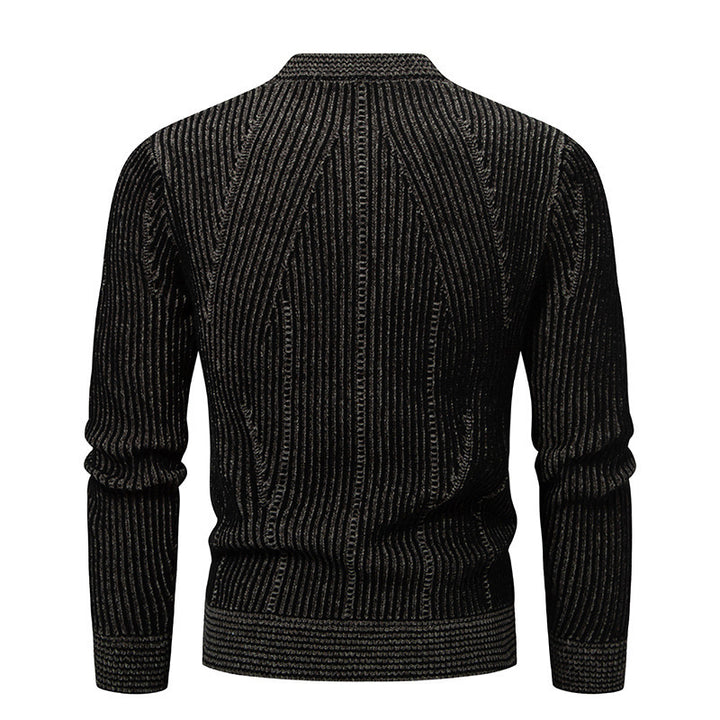 Herren elegante Strickjacke mit V-Ausschnitt und feinem Kabelmuster Aliams