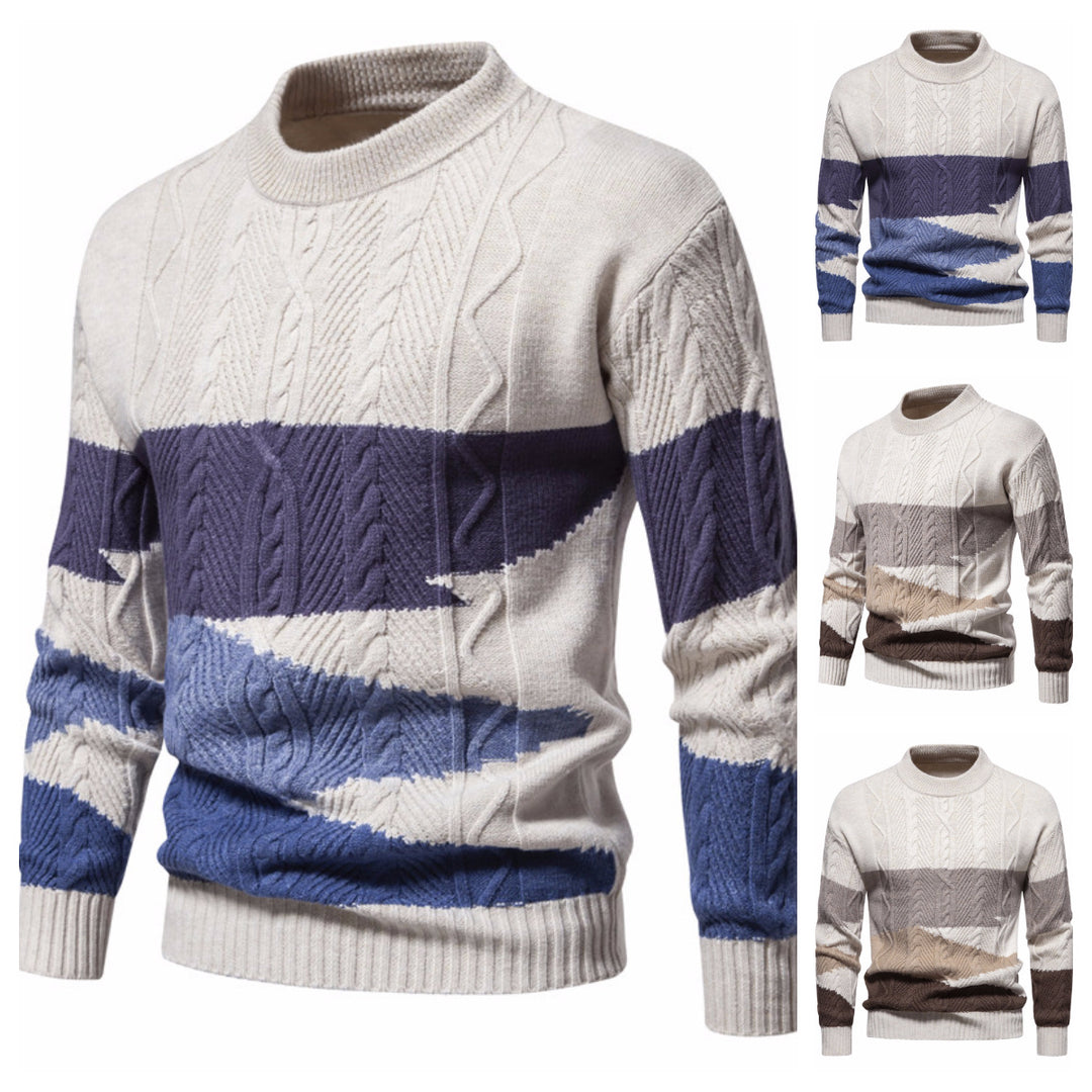 Herren Strickpullover mit modernem Zopfdesign und grafischen Akzenten Aliams