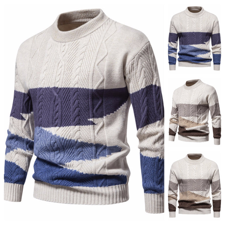 Herren Strickpullover mit modernem Zopfdesign und grafischen Akzenten Aliams