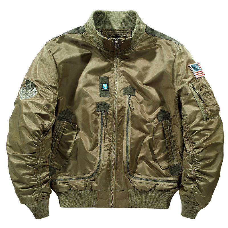 Herren stylische Bomberjacke mit vielseitigen Taschen Aliams