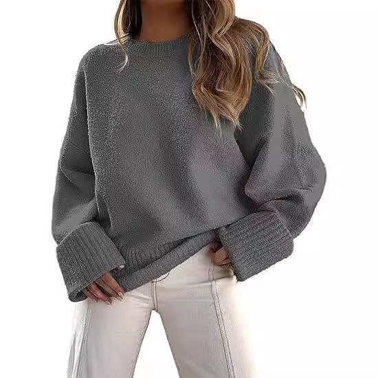 Damen gemütlicher Oversized Pullover mit strukturiertem Fleece Aliams