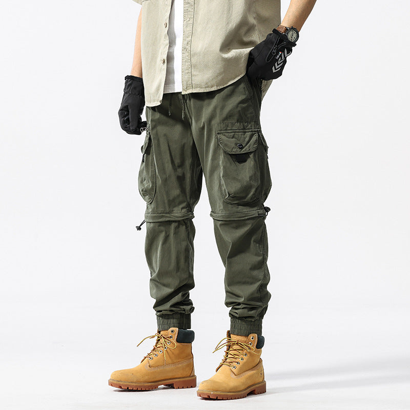 Herren funktionale Cargo-Hose mit verstellbarem Bund und Mehrzwecktaschen Aliams