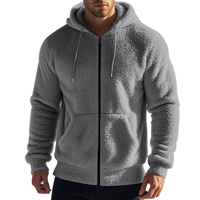 Herren weicher Fleece-Hoodie mit praktischen Taschen und Reißverschluss Aliams