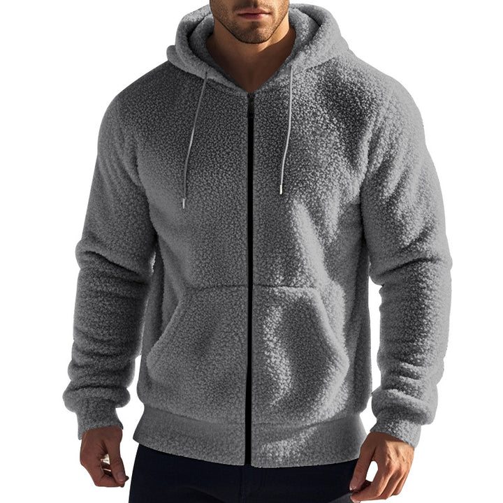 Herren weicher Fleece-Hoodie mit praktischen Taschen und Reißverschluss Aliams