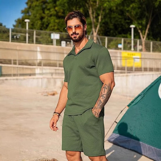 Herren Freizeitset mit passendem Kurzarmhemd und Shorts Aliams