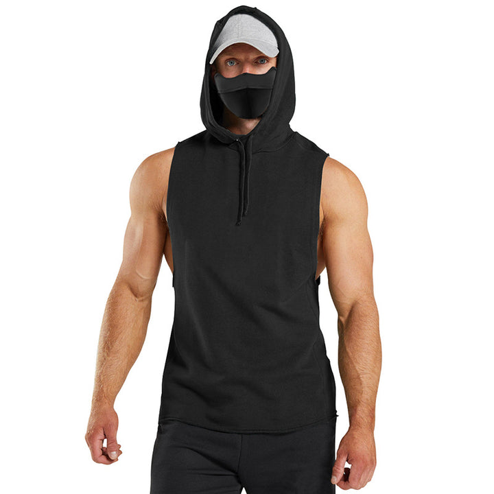 Herren ärmelloses Kapuzenshirt mit integrierter Maske und modischem Design Aliams
