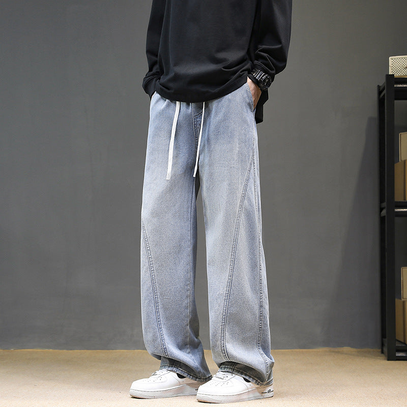 Herren Weitgeschnittene Jeanshose mit elastischem Bund und modernem Design Aliams