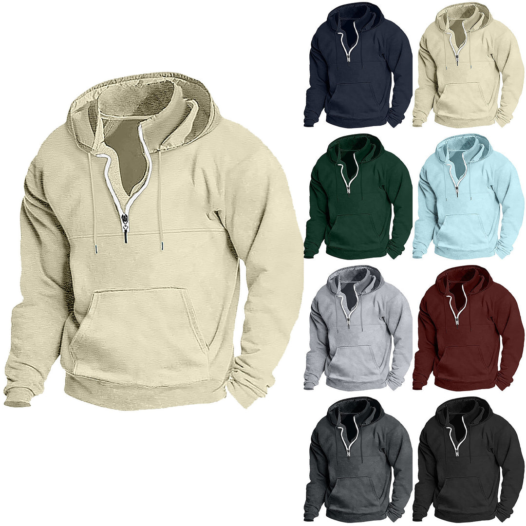 Herren Fleece Hoodie mit halbem Reißverschluss Aliams