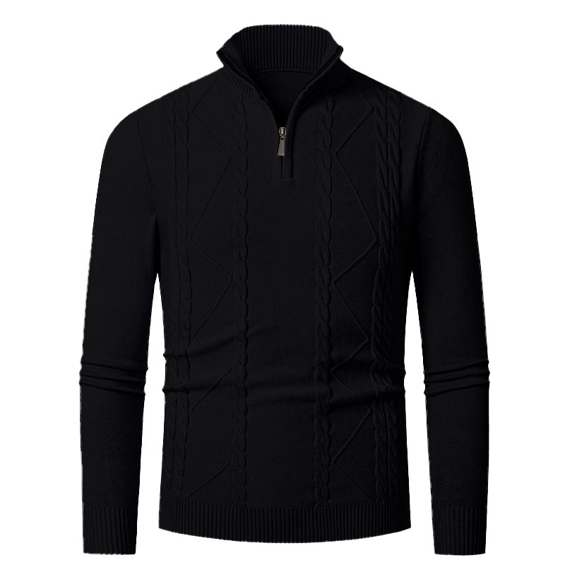 Herren Strickpullover mit Halb-Zip und strukturiertem Muster Aliams