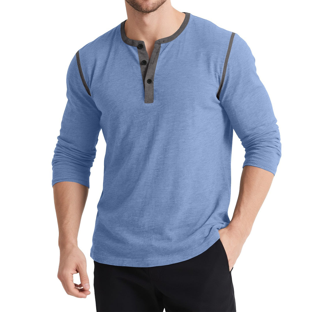 Herren sportliches Longsleeve Oberteil mit Knopfleiste Aliams