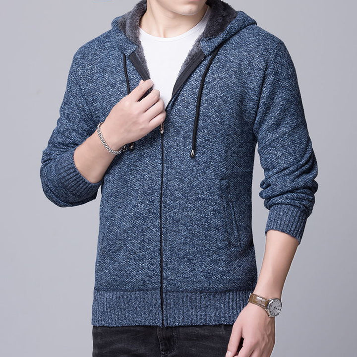 Herren gemütliche Kapuzenjacke mit fleecegefüttertem Innenleben Aliams