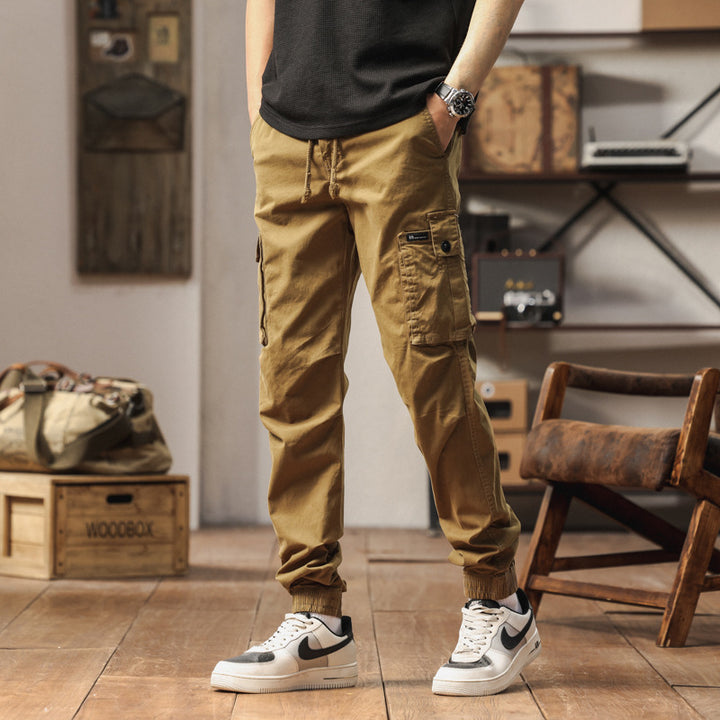 Herren robuste Cargo-Hose mit elastischem Bund und praktischen Taschen Aliams