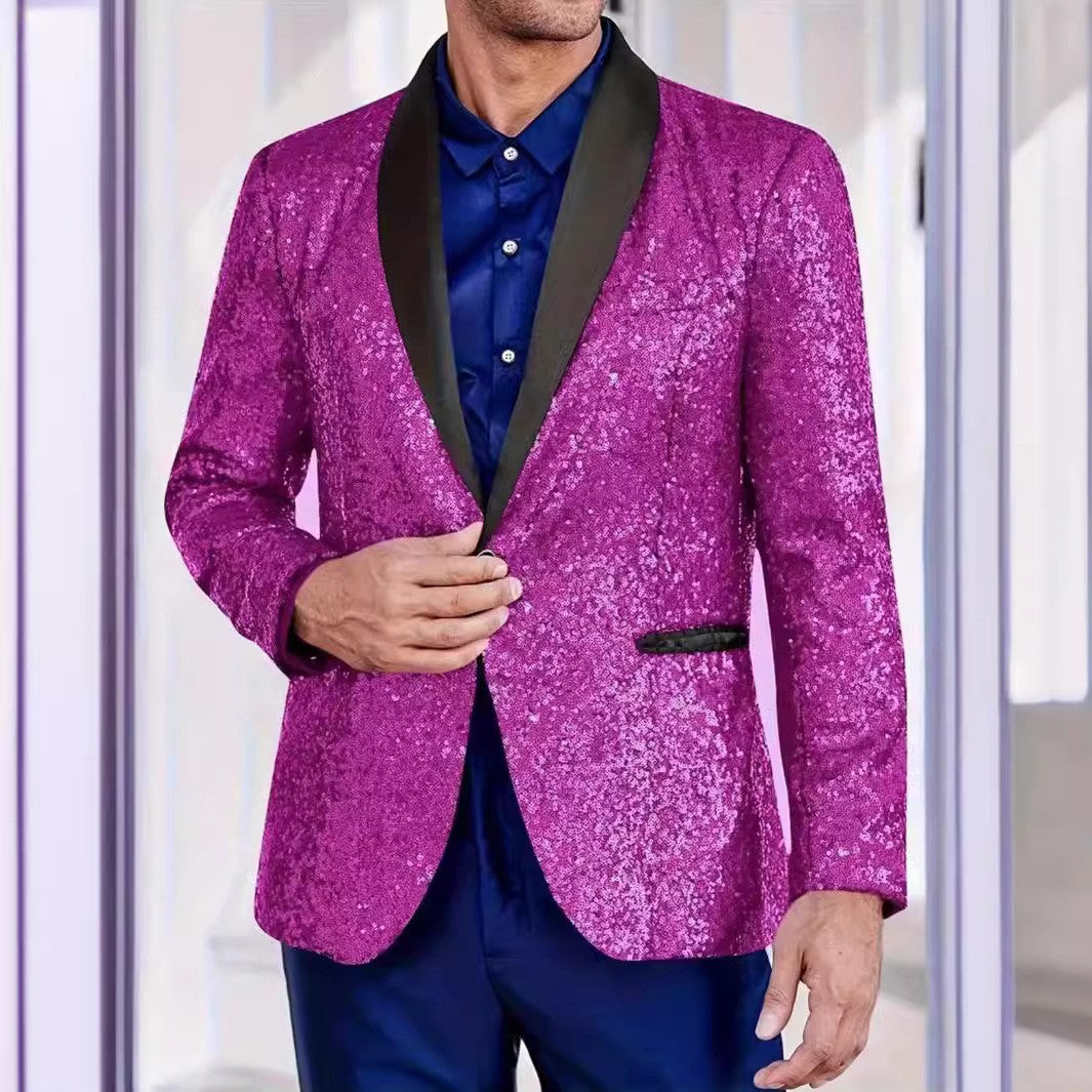 Herren Glamouröser Paillettenblazer mit Seidenaufsatz Aliams