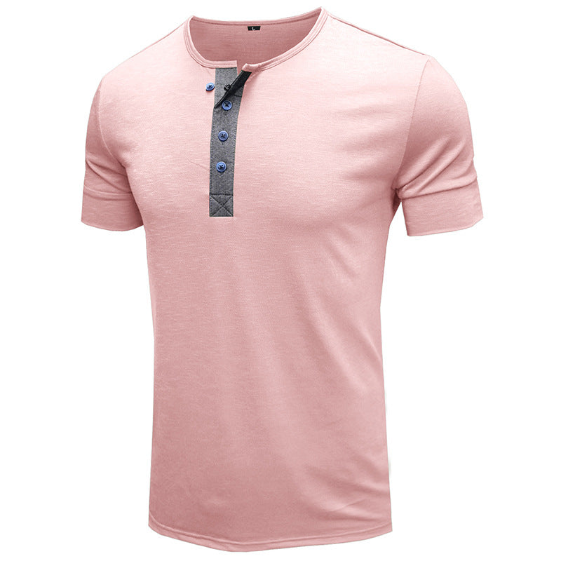 Herren Kurzarm-Henley-Shirt mit stilvollem Knopfdetail Aliams