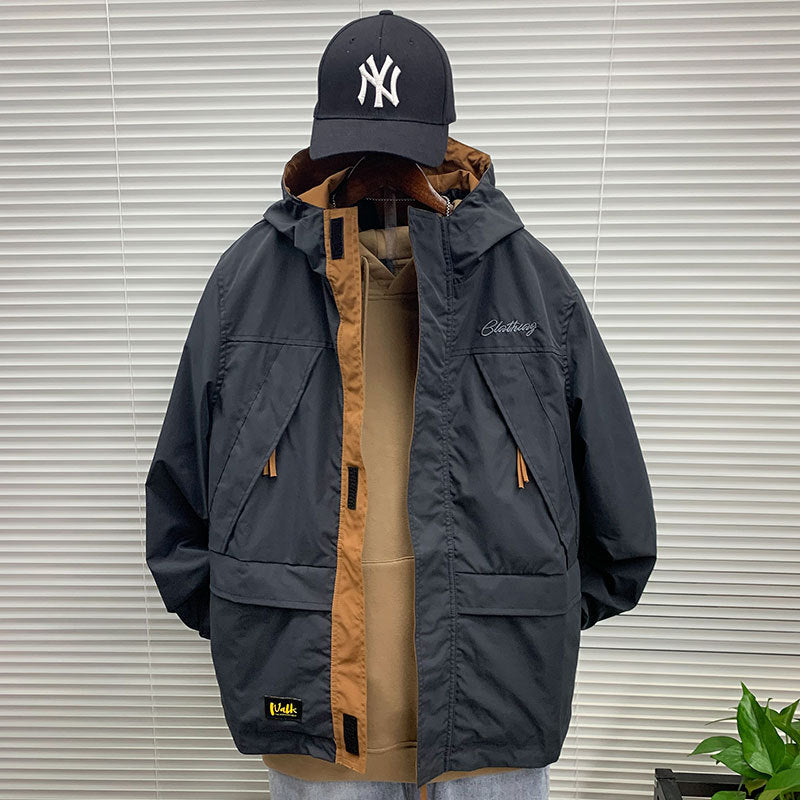 Herren funktionale Outdoor-Jacke mit praktischen Taschen und verstellbarem Bund Aliams